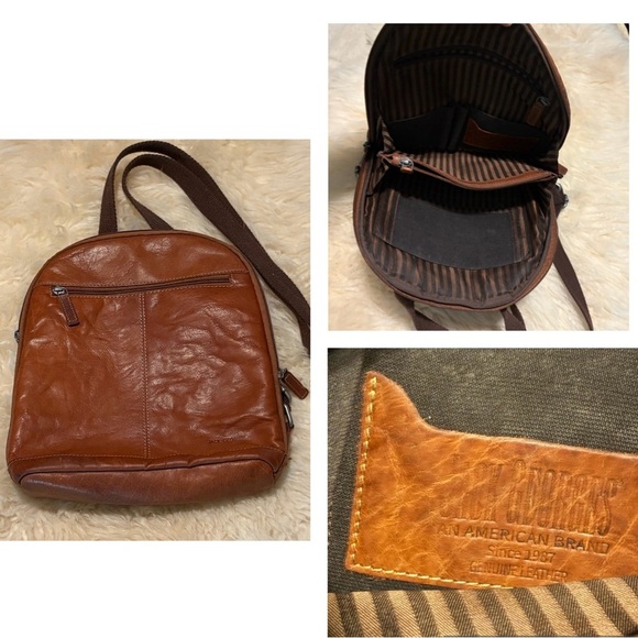 Jack Georges Voyager Convertible Brown Leather Backpack Bag - Picture 6 of 6